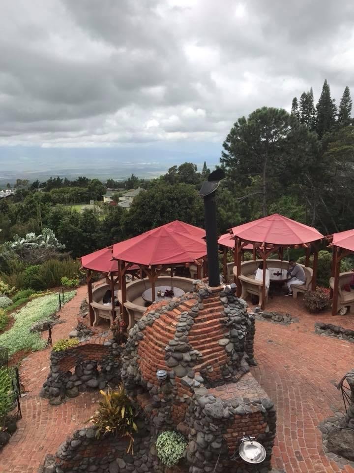 Took a drive upcountry to Kula, Maui, Hawaii. Right about 3,500 feet. Beautiful farm and cowboy country. Eating lunch at Kula Lodge. Yes, looking at real estate. Very pricey but gorgeous. Lovely place to visit.