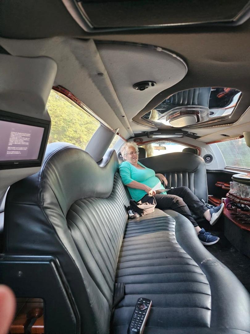 Heidi in the limo