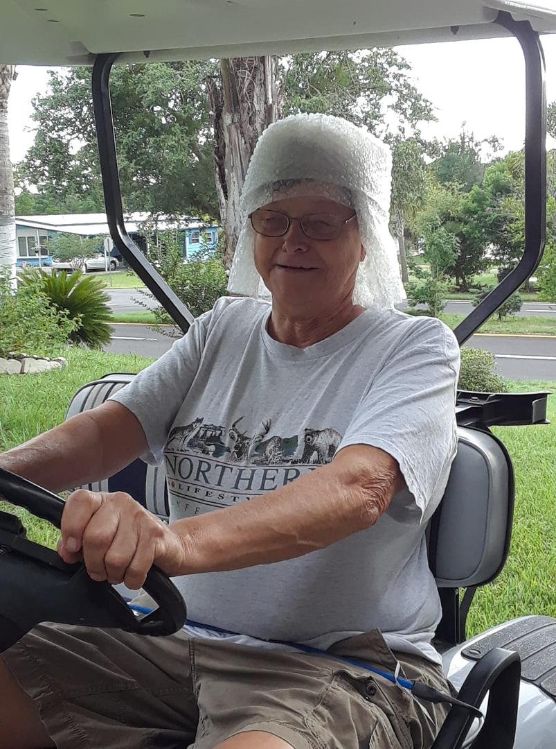 Bubble wrap helmet in bungee cord seat belt I'm ready to go