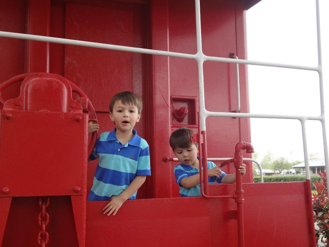 playing on the train in League City Park