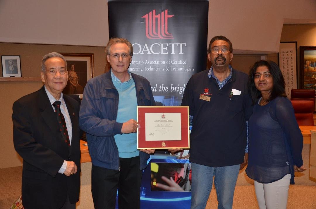 Receiving my past chair certificate after being the Toronto East Chapter Chair of OACETT for 5 consecutive years. The new chair is now Abarna Krishnakumar C.Tech, our fisrt female chapter chair: Cetificate being prensented