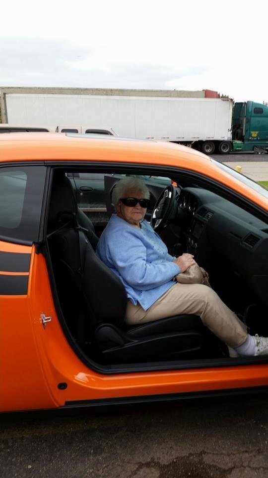 Hot grandma in a sweet ride