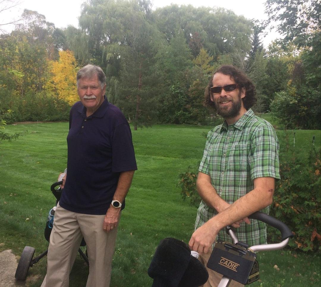 Heading out for golf with Dan