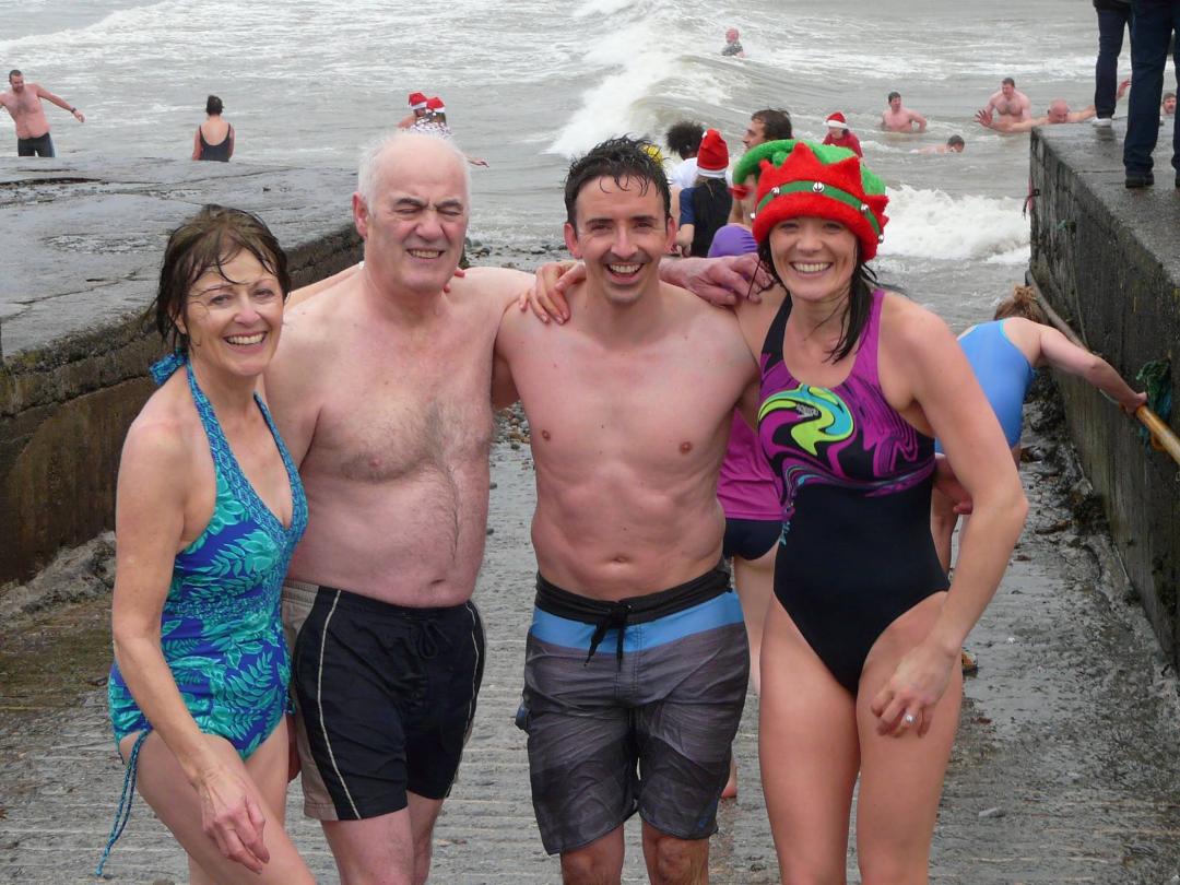 Christmas 2016 swim in the Atlantic Ocean on a very windy day  ,Anne,JJ,Conor and Colleen