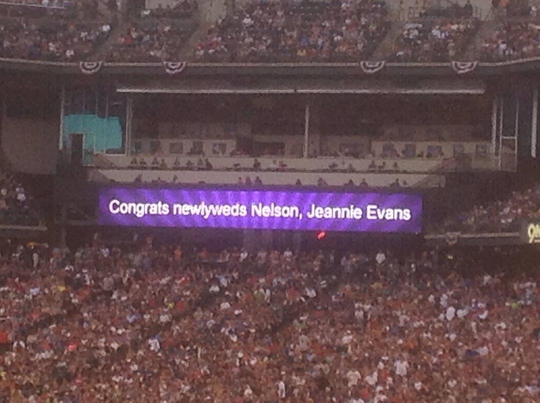 Thanks to our wonderful friends who posted this at the Rockies game on July 4. We didn't win but we really enjoyed seeing our names in between every inning.
