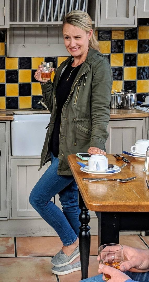Emily "enjoying" a toast with Irish whiskey in Dublin