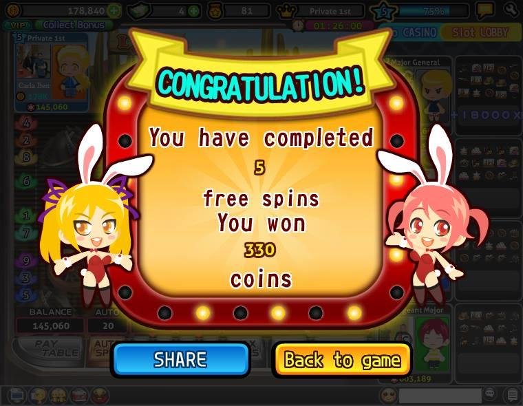 Carla Benway played the "Wild West" Free spin and won 330 coins in Let's Vegas! Come to join now!
