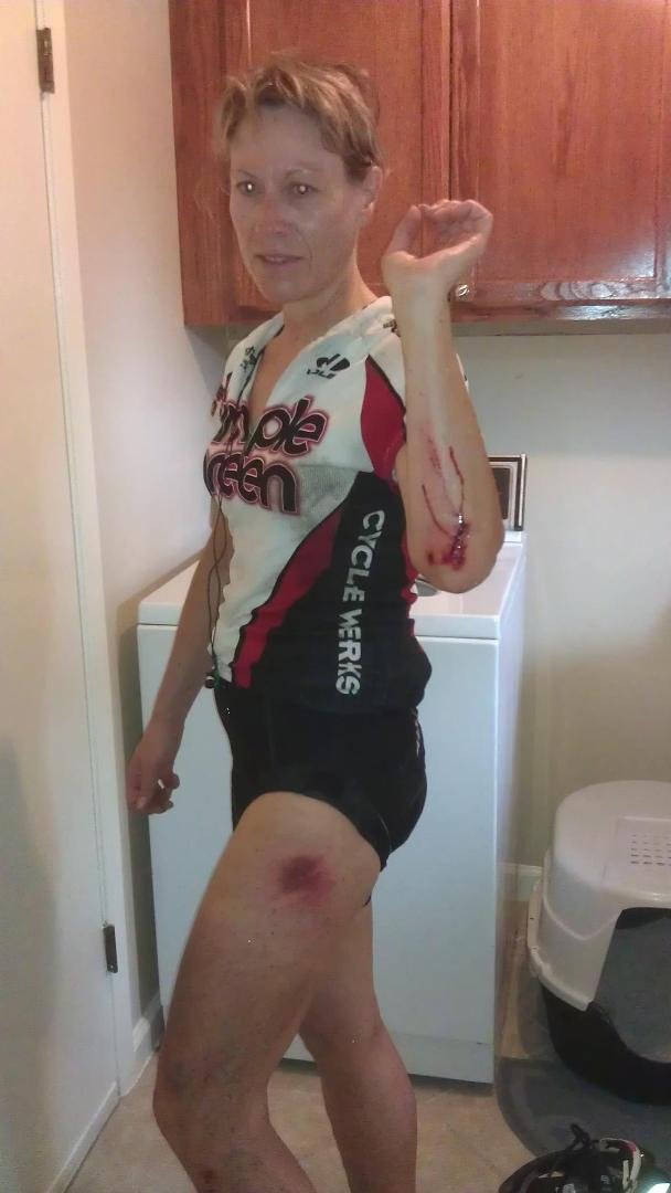 I don't know if my girlfriend Janine wants to ride tandem with me again.  Actually it was her fault.  She didn't point out the mud in the corner.