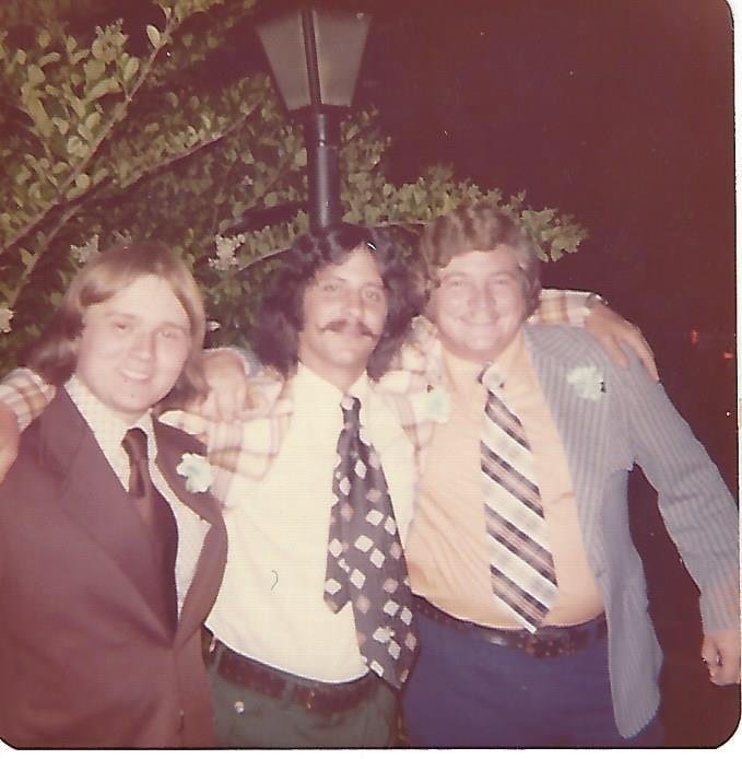 Cleaning out old picture albums and ran across this classic, I am sure Diane, can give the exact date that these 3 handsome men performed usher duties for her. Myself with Joe and (RIP) Greg Schneider.