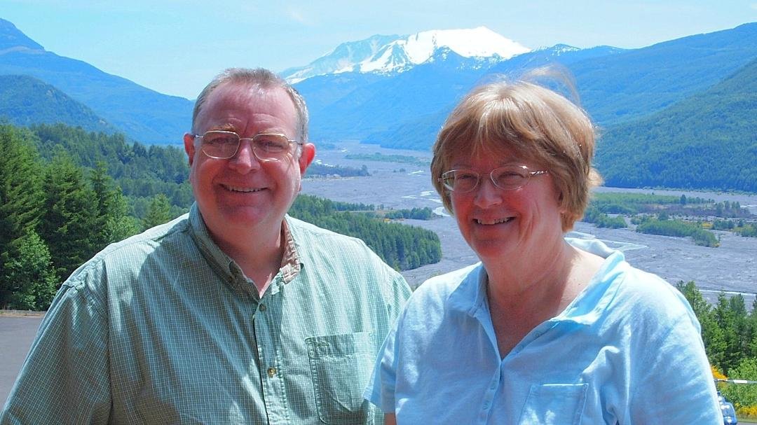 Dave and Sue on the way up to Mt. St. Helens.