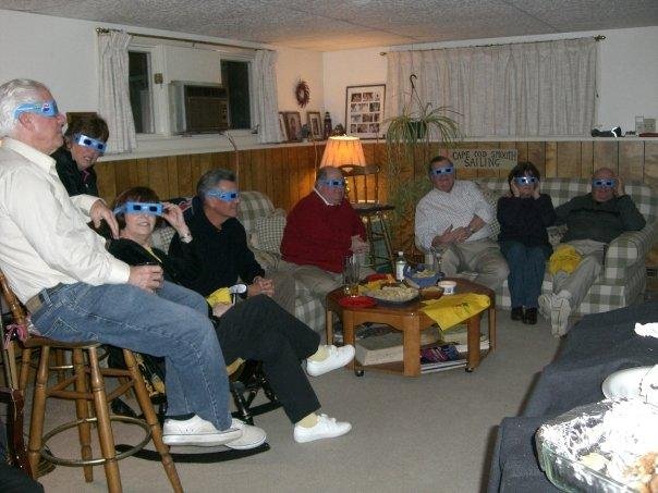 Geeks watching 3D at halftime