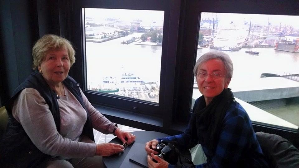 Tower Bar Hamburg Germany. Norwegian Escape going into Dry Dock in background