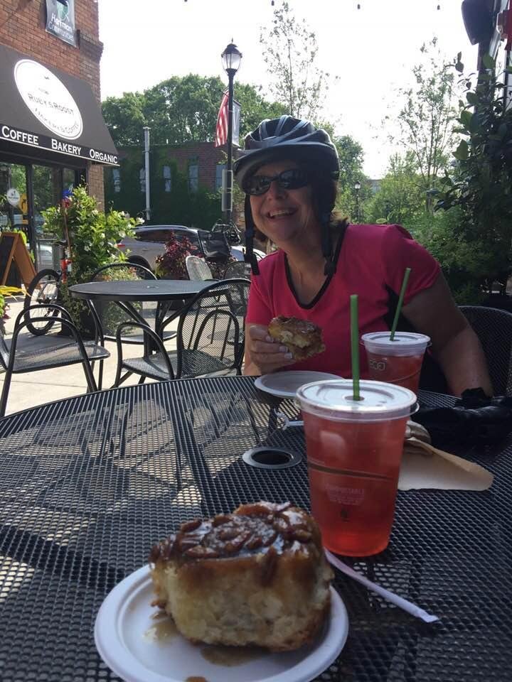 Mary and I biked out to Victoria and stopped at Ruby’s Roost Bakery for their famous caramel rolls. We got in 26.7 miles and had a good time.