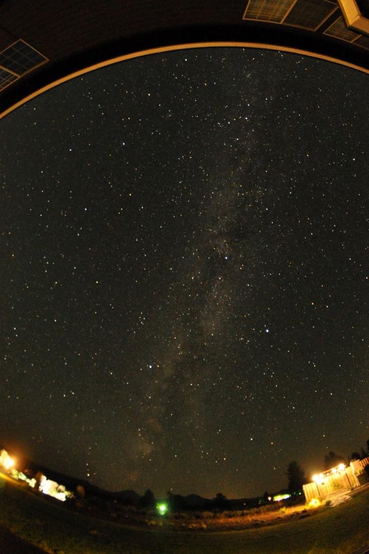 Another clear night in Central Oregon!  This was taken with my fish eye lens.  You can see our backyard below and our house at the top.  Making a movie at the moment.  Will take 4 hours so I will check it in the morning!