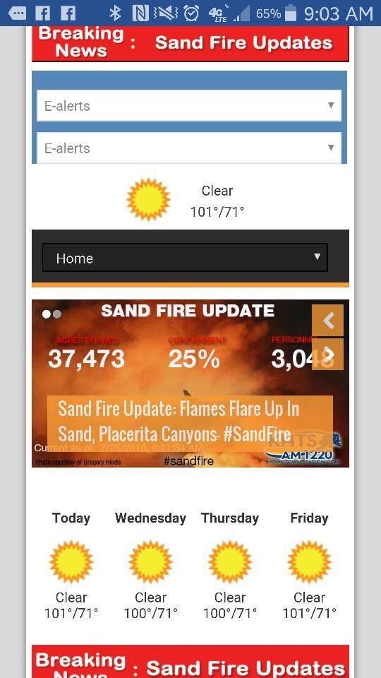 Sand fire is 25% Contained