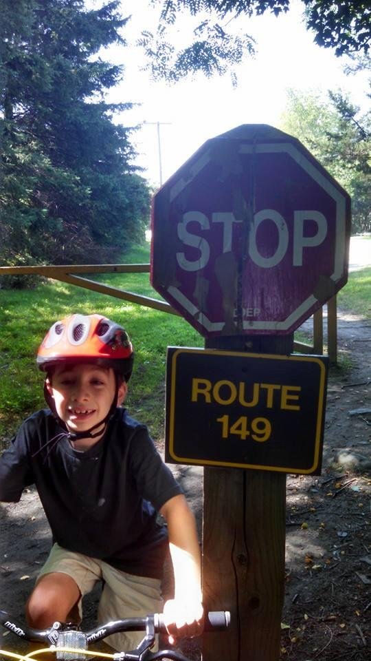 Sam and I on the air line trail. We started at route 85 lumber (mile marker 10). Mile marker 6 is just behind us. Heading back to 10.