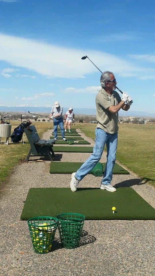 Val swinging his new clubs at Coyote Creek. Beautiful day!