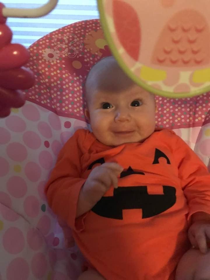 Little pumpkin Lucy Ann 2 months.
