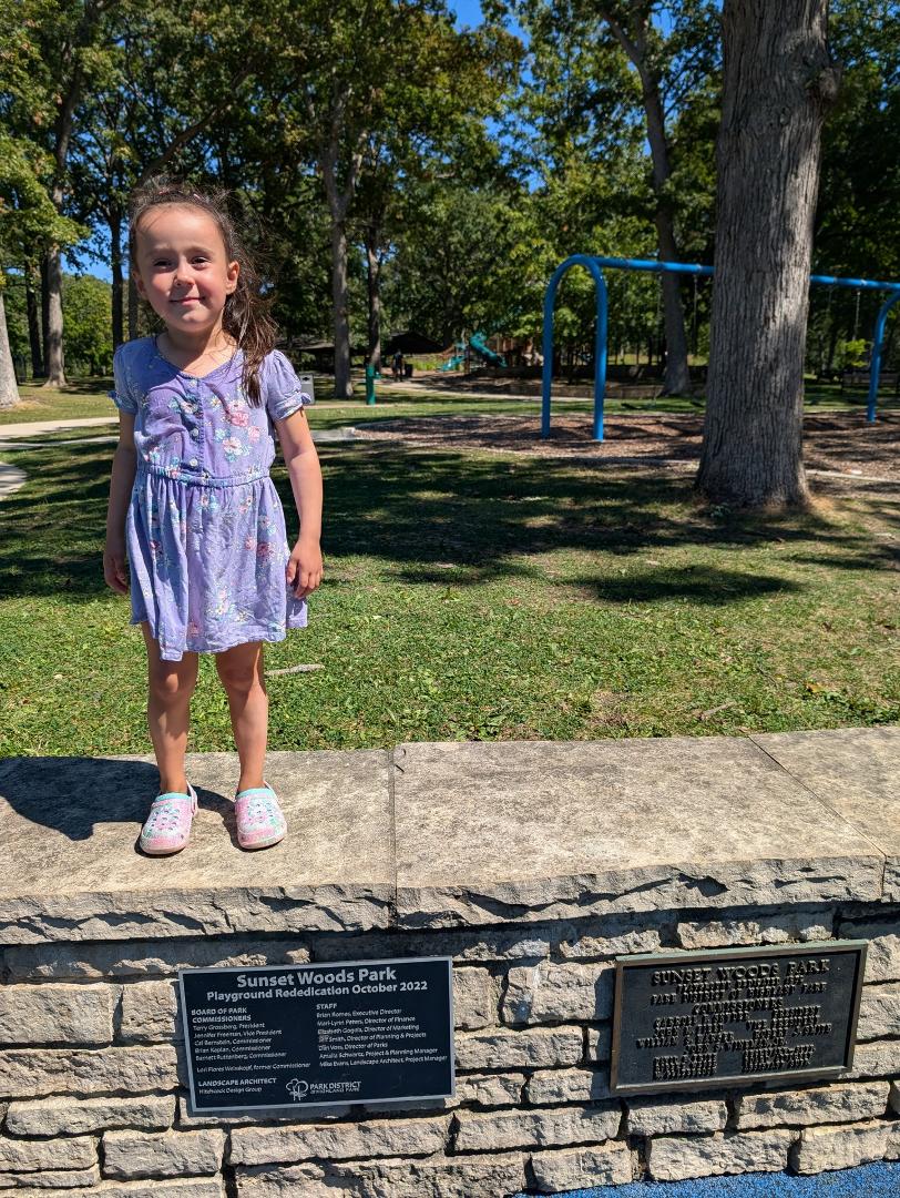 Our granddaughter Zoey at Sunset Woods Park. This is the same park I played at when I was a child with my brothers Paul and Karl and my sister Tina more than 50 years ago. We also brought our children here (Joe, Terri and K
