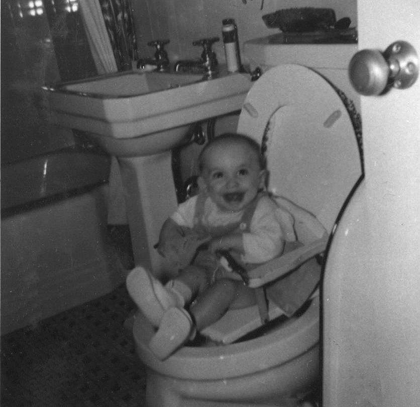 #TBT I can't go much farther back than this.  MY first crap on a toilet.  Circa 1954.