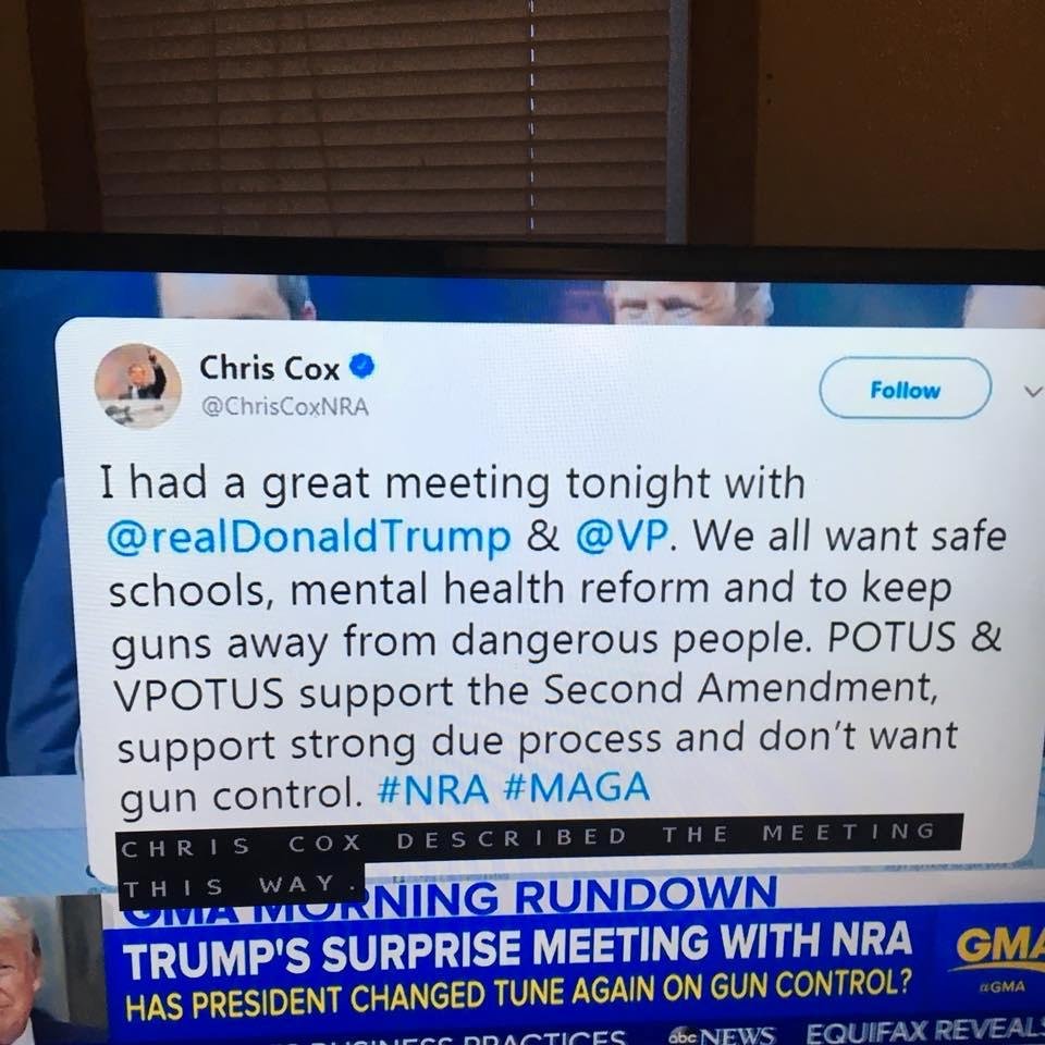 Close to the vest...don’t show your hand ...even towards the N.R.A. ....have to do something sometime is it NOW? It’s not confusing much..,.he told us what he was gonna do....he’s just putting into practice...SEE! Keep up t