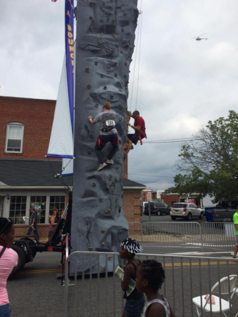 The "climbing wall" they had set up for those daring to climb to the top. Not ME!