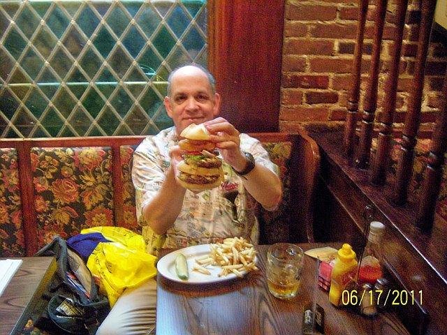 Holding the Normburger.