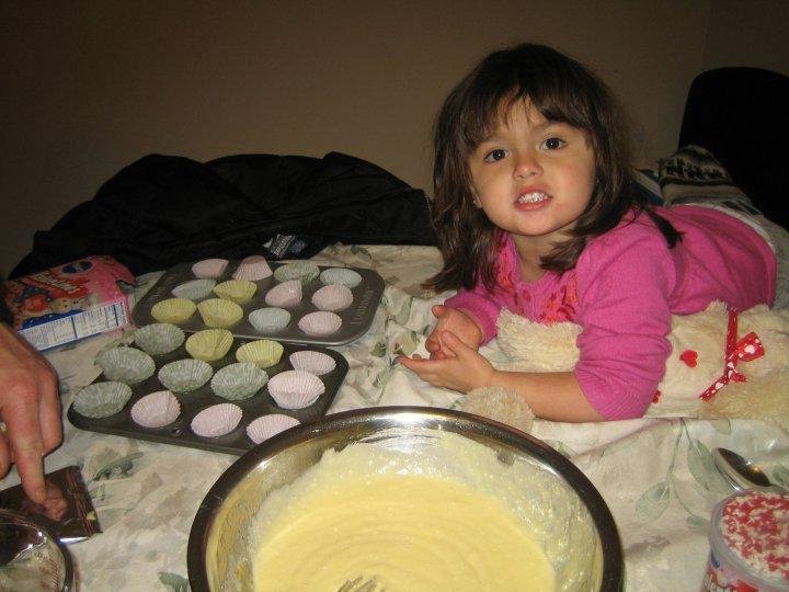 Lydia Renee making Cupcakes for Valentine's Day.