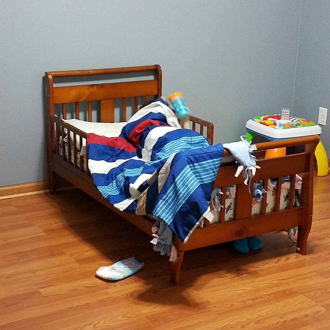 Eat your dinner or go to bed... Leland chose bed lol