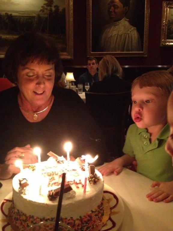 I got to blow at least one candle.
My grandson helped with the rest.