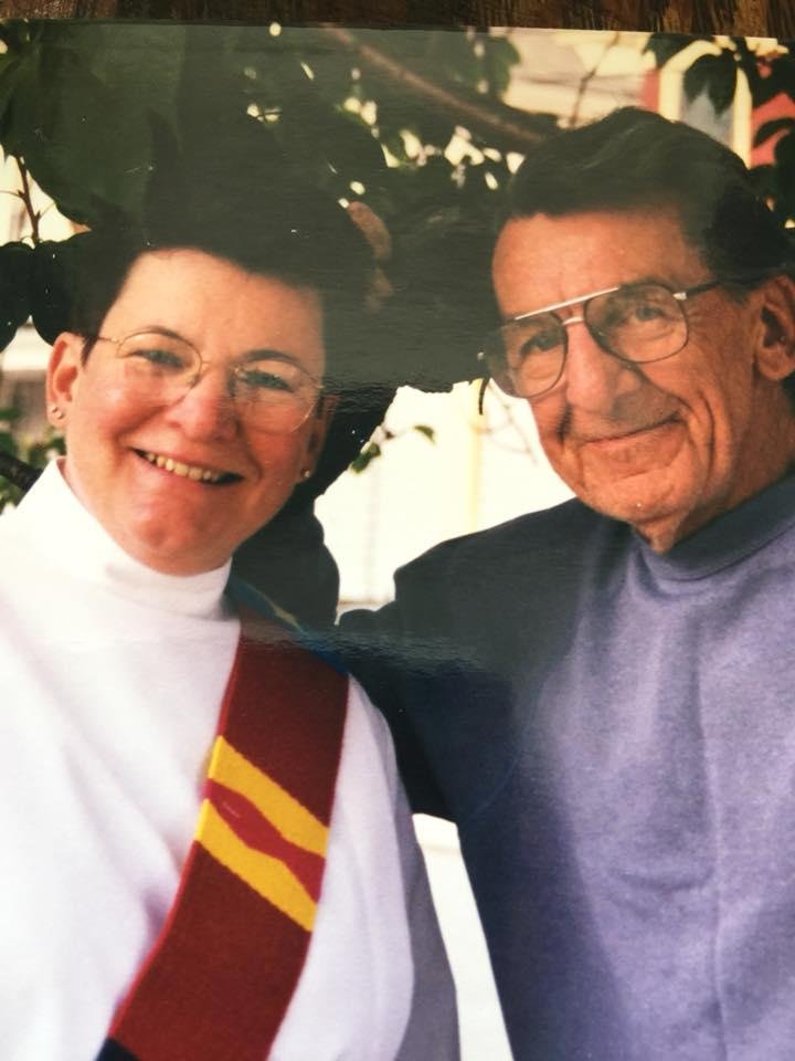 On June 15, 1997 I was ordained to the Diaconate in the Diocese of RI. My father had agoraphobia and couldn’t travel that far, so the next morning Ellen and I went to see him. He wanted me to get “ suited up” for a photo. H