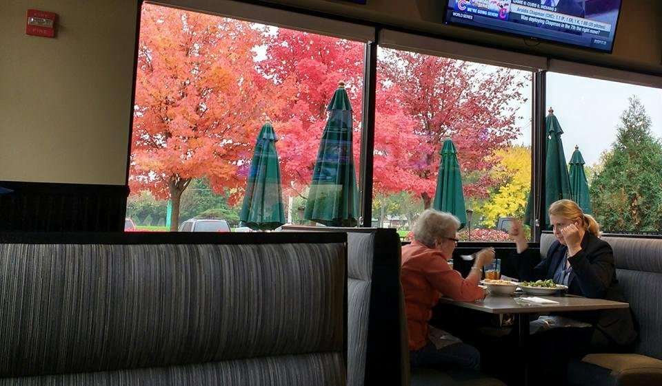 Our view of the fall colors outside of Jamiesons. Enjoying lunch with the girls.