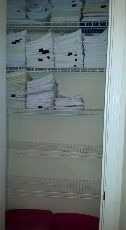 This linen closet was full of paperwork and I got half of it cleaned out and about 1/4 of it gone thru and ready for recycling.
WOW!!!! I AM WORN OUT!!! And this is just the beginning of the early Spring cleaning I am pla