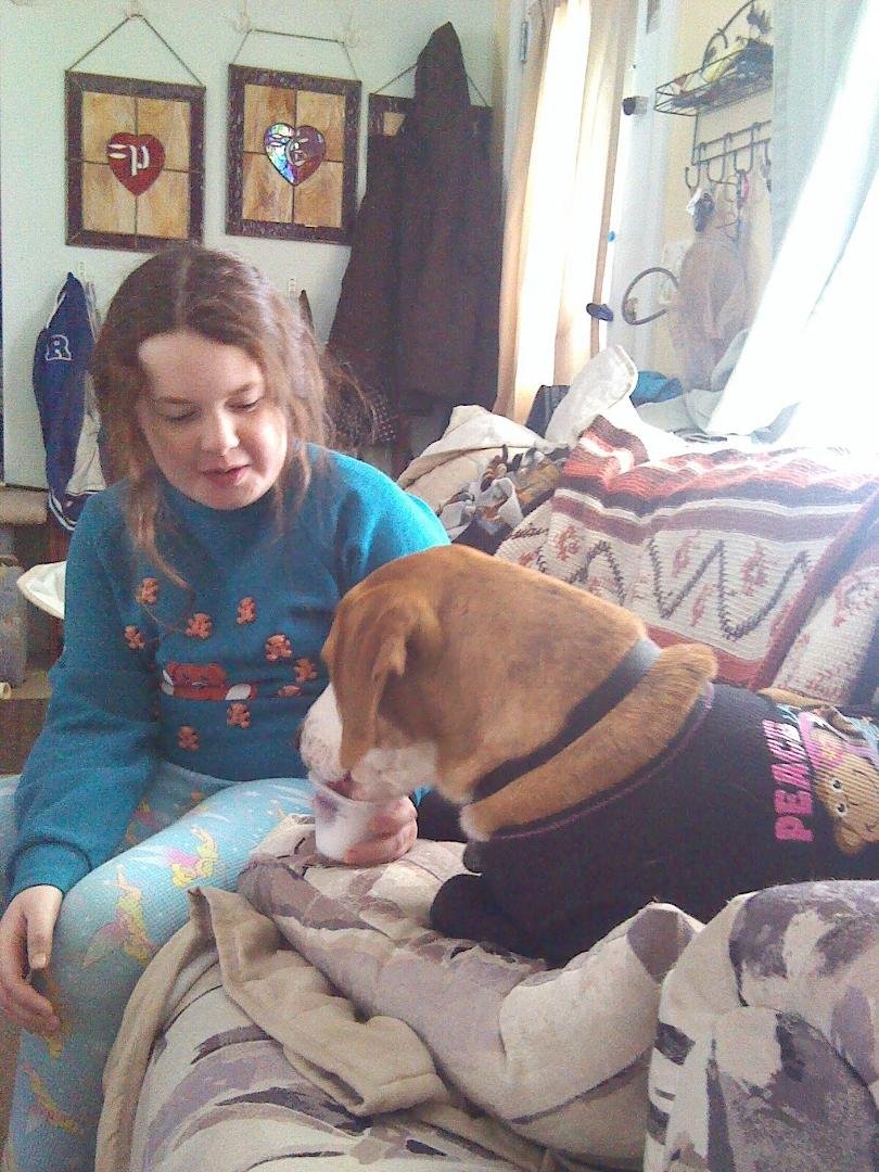 Because sometimes you need a thermal shirt to be hand fed a cup of snow.