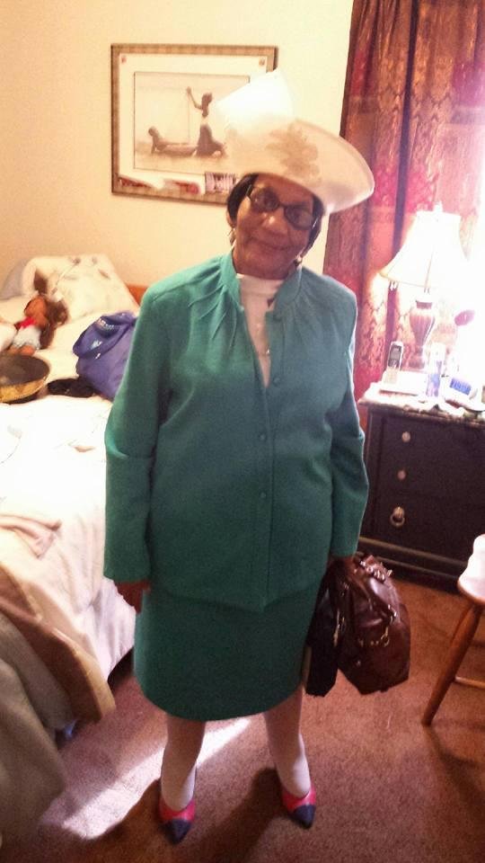 Ada , my mom getting ready for Church