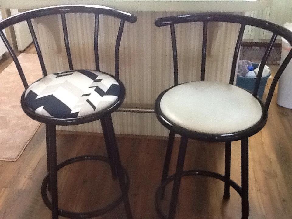 Decided to cover the breakfast nook chairs also instead f the plain cream color.
