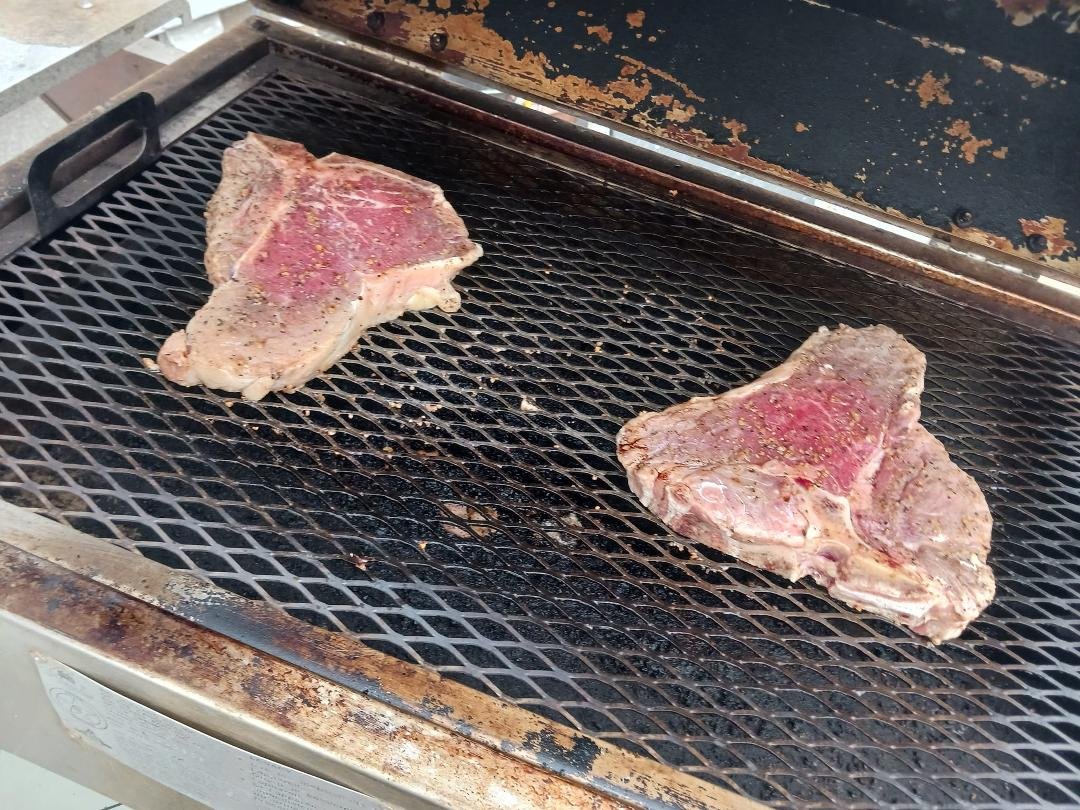 Grilling mom and I some T Bone