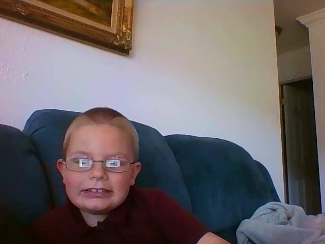 Little man with his new glasses that just came in today. Let's hope they last longer than the last pair