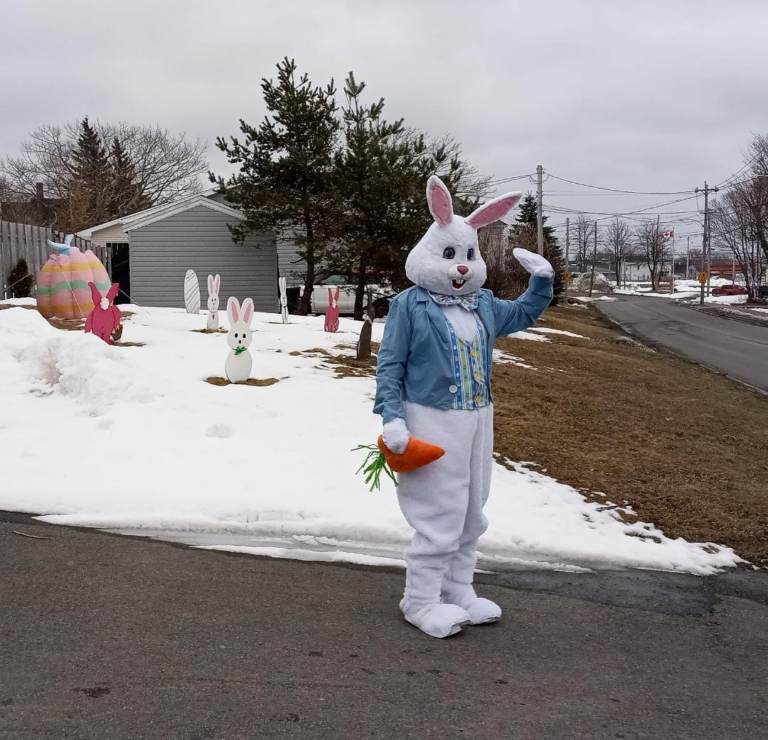 Easter Bunny will be out today from 1pm till 3pm waving to all. Pictures welcome. 36 Reserve St. Glace Bay