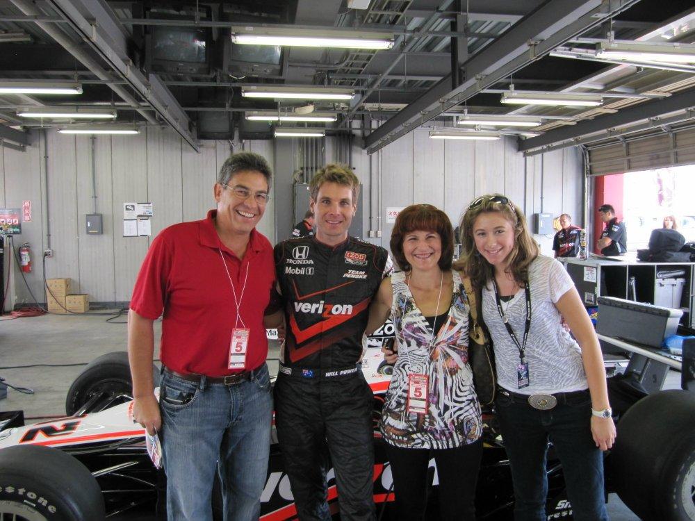 Me, Carla and Lizzie with Will Power, current point leader in the Indy Car series.  He finished 3rd today.