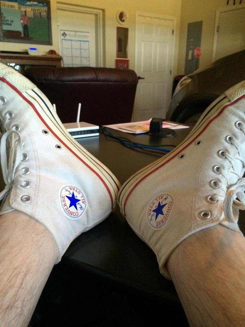 This will blow your socks OFF! Signatured Chuck Taylor Converse All Star tennis  shoes. I'm ready for my walk!