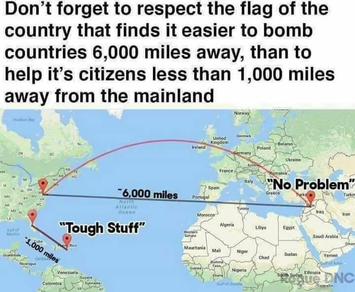 I respect the flag and love my country, but I have a problem with those who forget the government is "for the people". And how does pT define putting America first? PR is part of America. ps. I would prefer "America the Bea