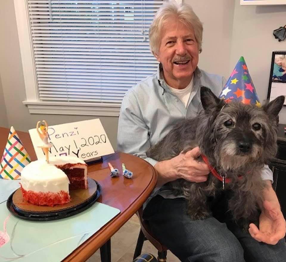 Many thanks to everyone for your happy birthday greetings and well wishes!  I thought I would share a picture of The Penzinator’s 17th birthday celebration back in May before my.....wait a minute, how old would I be in dog 