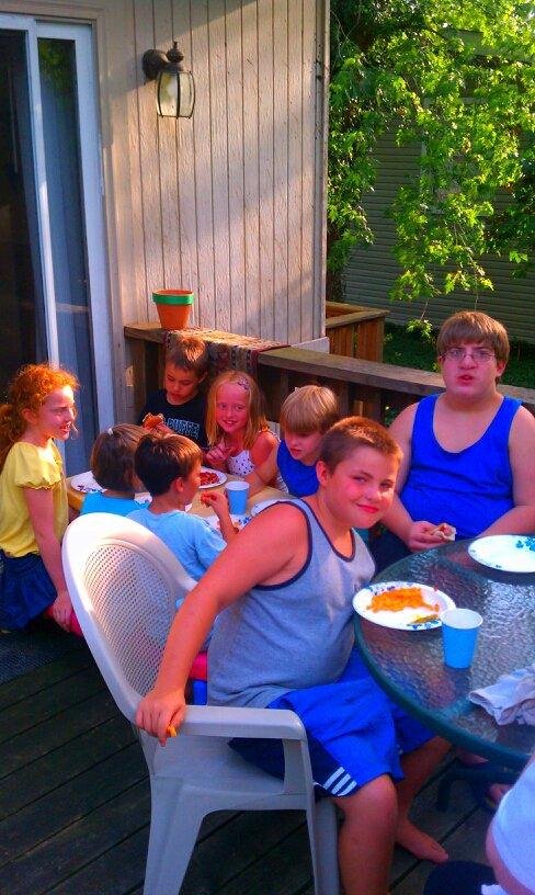 Eight of twentytwo grand kids gathered to celebrate G Ma's 23rd. birthday at Lisa D's house last week.