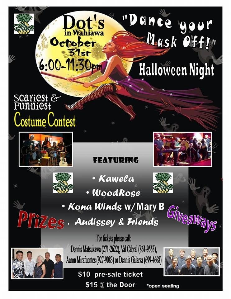 Howzit gang, for a fun filled evening of music and dancing please join us Halloween nite at Dots