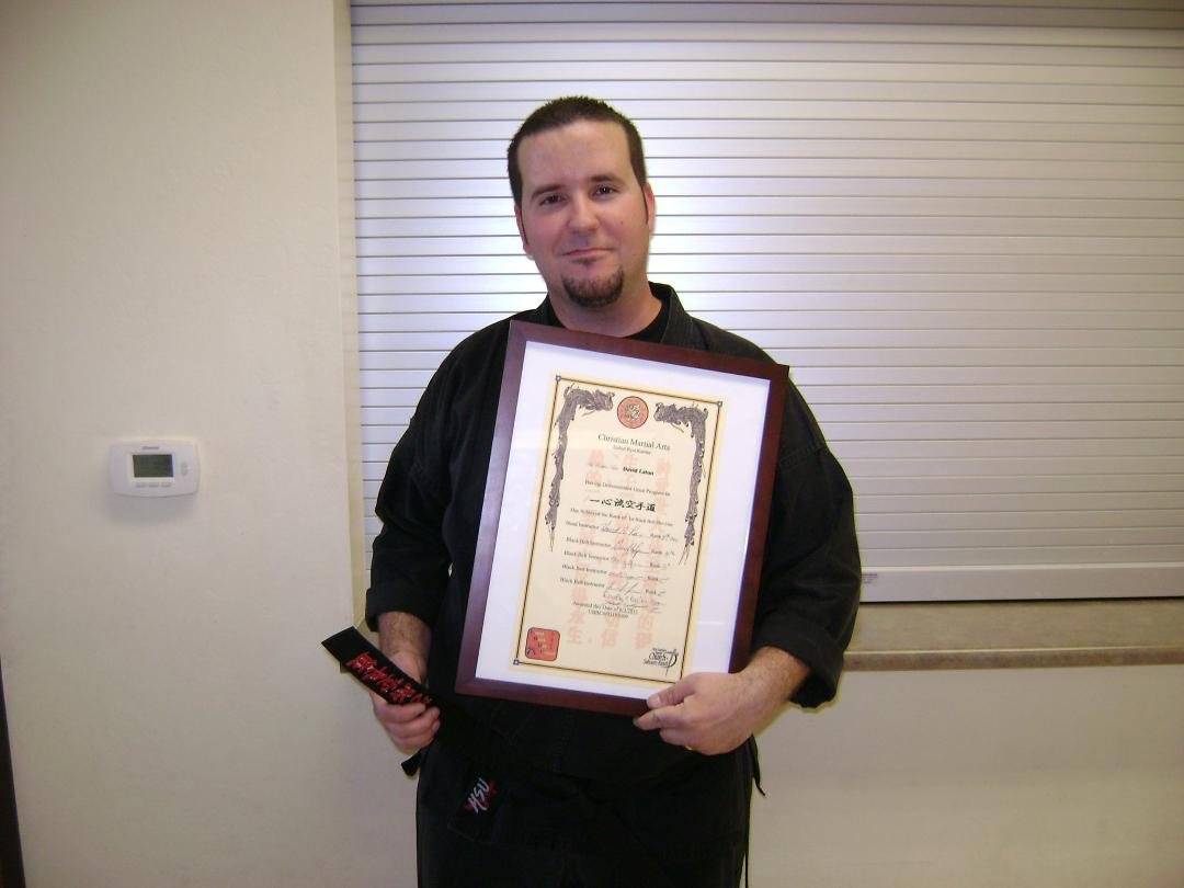 My younger son David - awarded his Black Belt