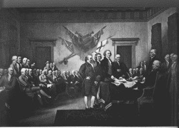 Signing of the Declaration of Independence, July 4, 1776. The greatest act of treason ever committed on American soil. Its a good thing winners write history books.
