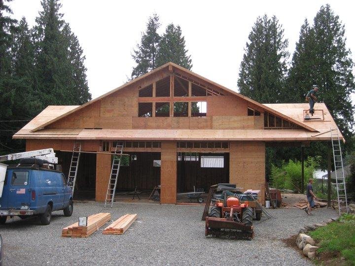 Here is the progress on the garage- sheeting the roof. Hoping that we cna get metal roof installed by 1st of November