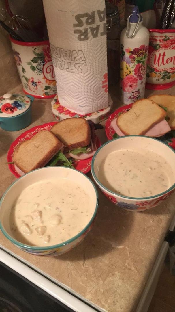 It’s a yummy soup and sandwich cold day