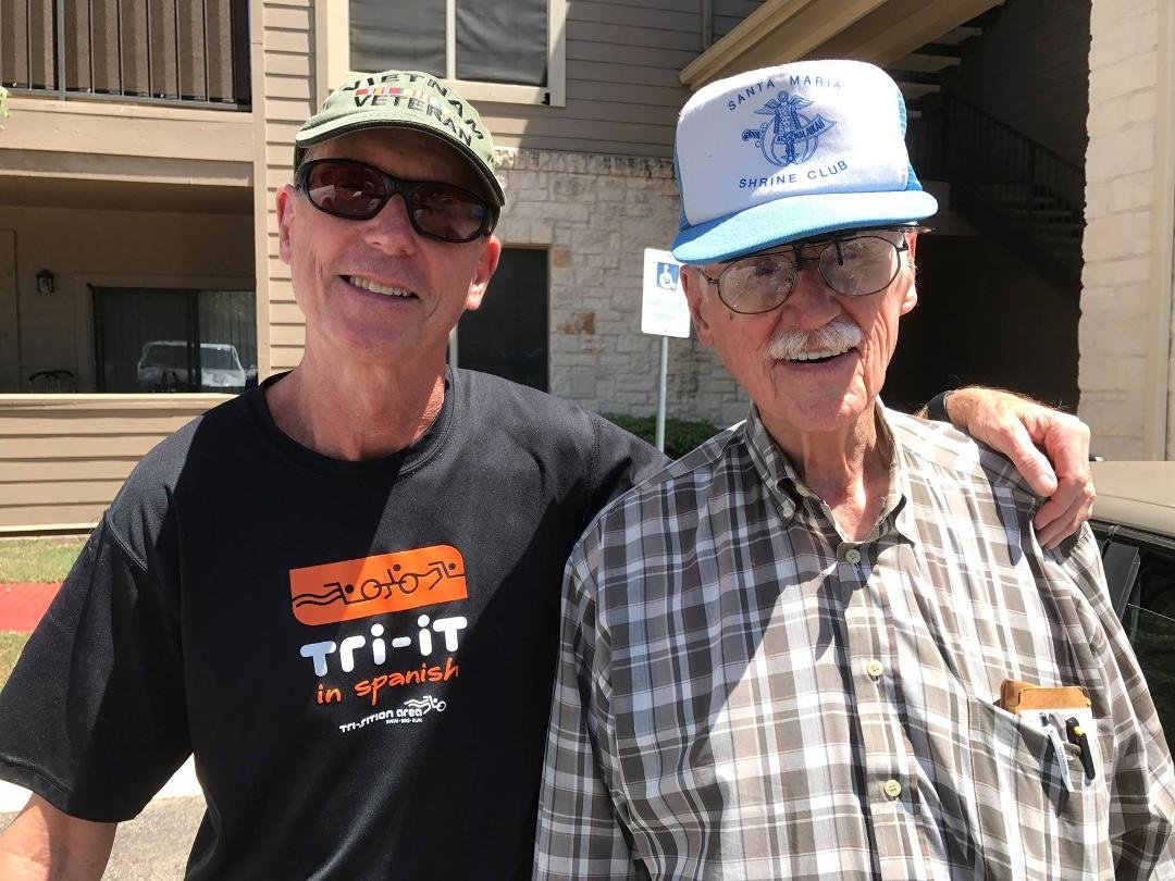 Look who showed up to visit me yesterday: My 95-year old dad. He's on a cross-country visit to see his relatives (brothers and my sister included). And, yes, he's driving the entire way!